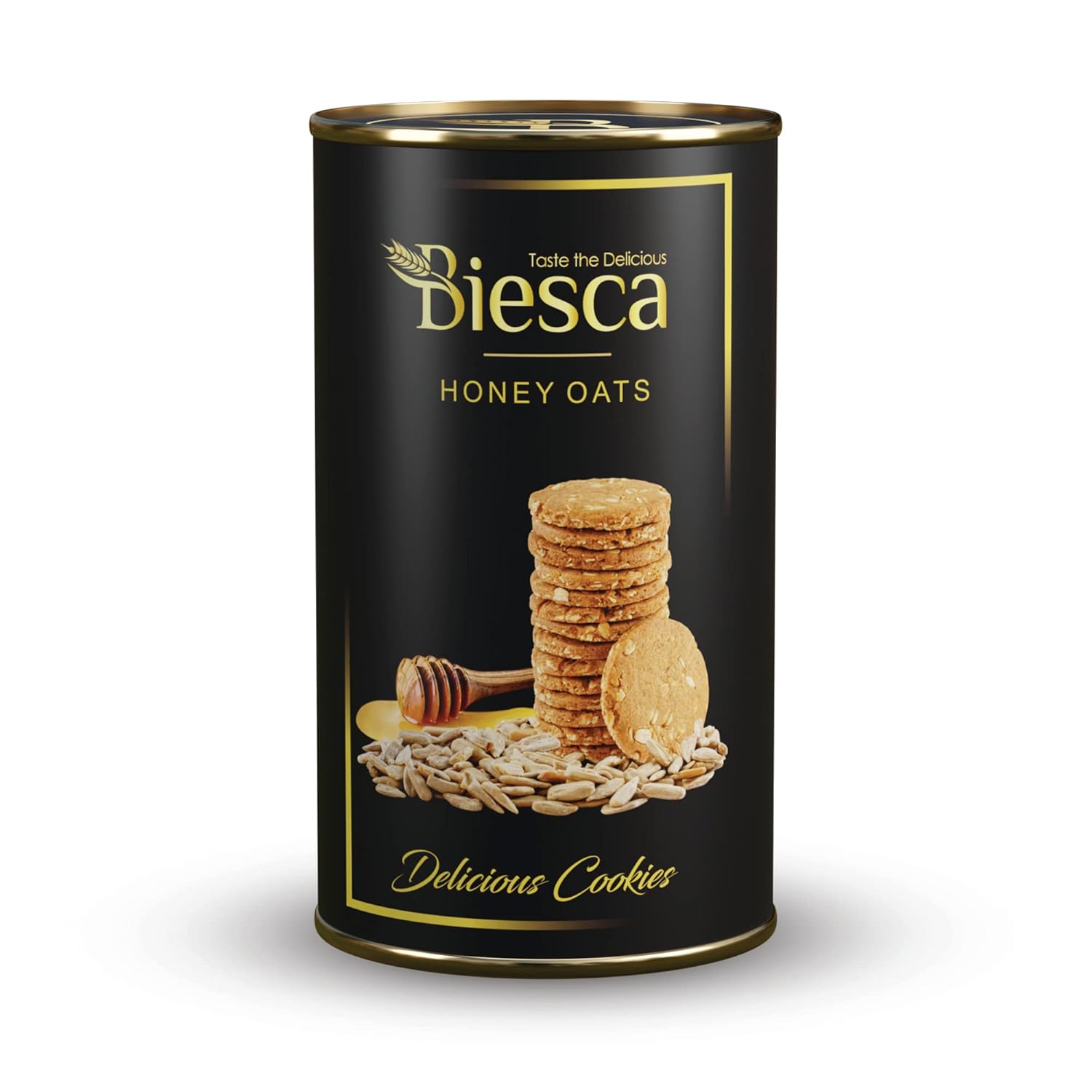 Biesca Natural Honey Oats Cookies 185g, Premium Handmade Biscuit with Whole Grain, Jumbo Oats, Honey, No Maida, No Preservatives, Eggless