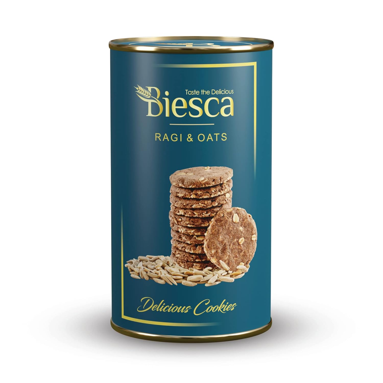 Biesca Ragi & Oats Cookies with Organic Ragi Flour, Jumbo Oats, Butter and Milk 180g, Delicious and Digestive Biscuits, Premium Handmade, No Maida, Healthy Snack
