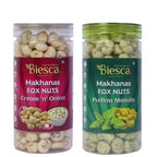 Biesca Makhana Premium Organic Fox Nuts for Healthy Snacking & Wellness (Pack of 2, PUDINA MASALA & CREAM & ONION)|B0DRYX18VL