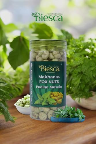Biesca Makhana Premium Organic Fox Nuts for Healthy Snacking & Wellness (Pack of 2, PUDINA MASALA & CREAM & ONION)|B0DRYX18VL