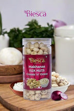 Biesca Makhana Premium Organic Fox Nuts for Healthy Snacking & Wellness (Pack Of 2, ACHARI MASALA & CREAM &ONION)|B0DRYZ95YS