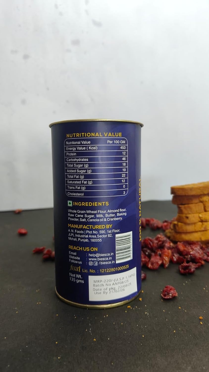 Biesca Cranberry Biscotti Cookies 135g