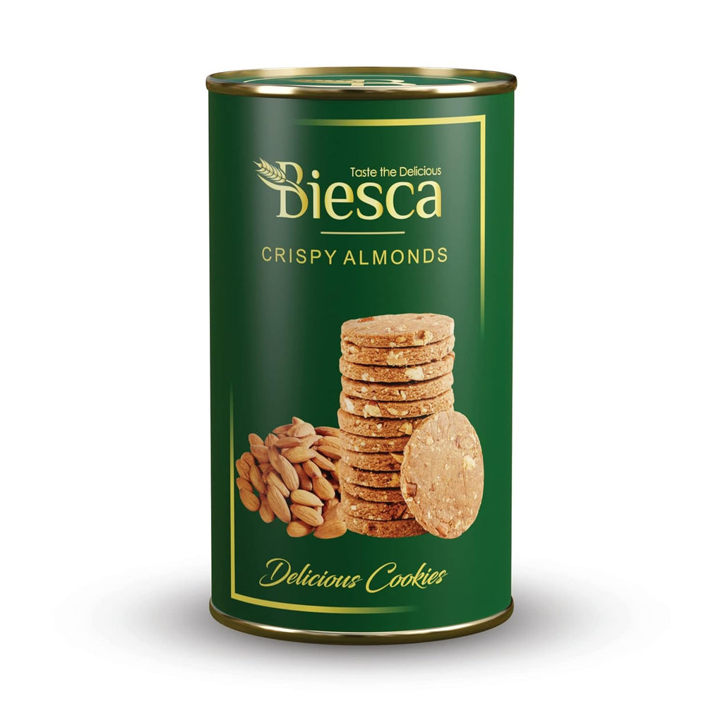 Biesca Crispy Almonds Cookies with Butter 190g each, Premium Handmade Biscuit, No Maida, No Preservatives, Eggless, Healthy Snack, For all Occasions