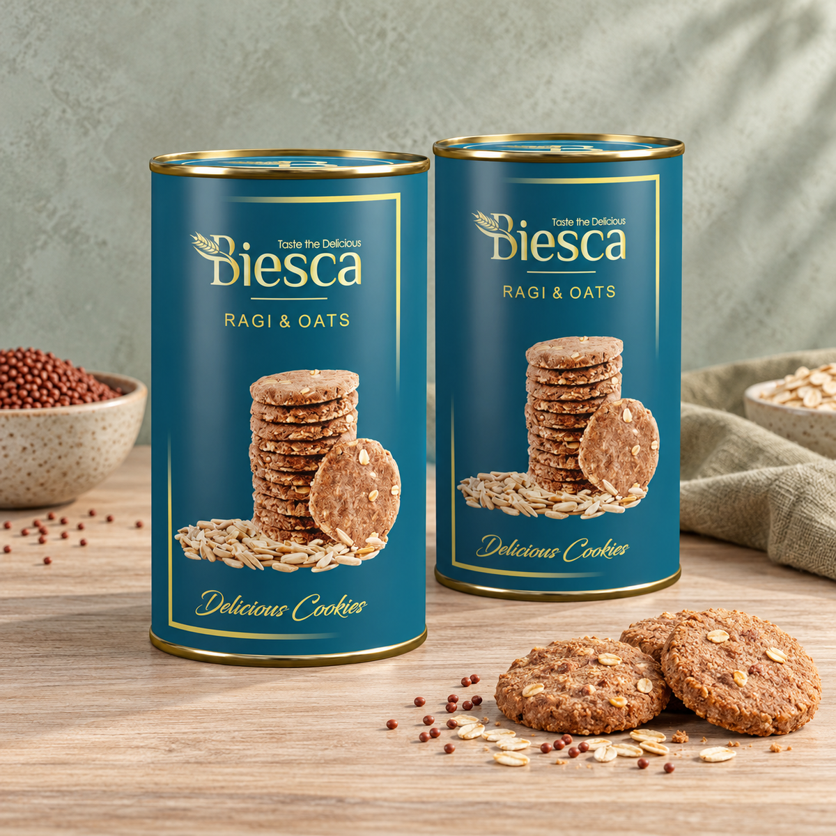 Biesca Ragi & Oats Cookies Gift Combo – Pack of 2 (180g each)